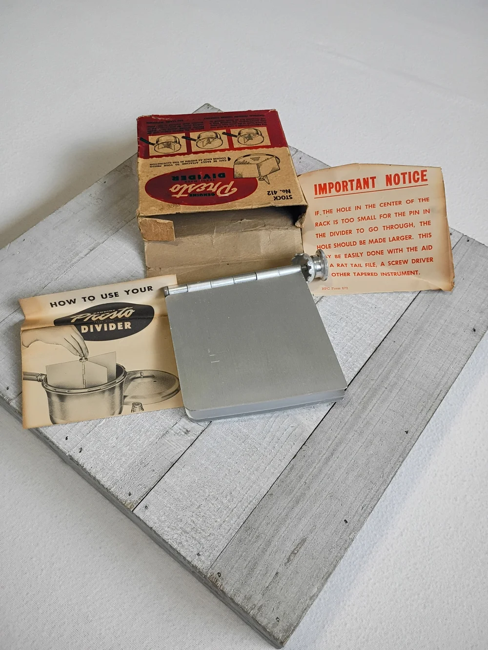 Vintage Presto Pressure Cooker 4 Qt Pot Divider Insert No. 412 Original Box